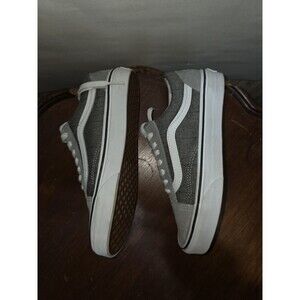 Vans Old Skool Gray Herringbone Suede Shoes Women 6 Men 4.5 508731 EUC